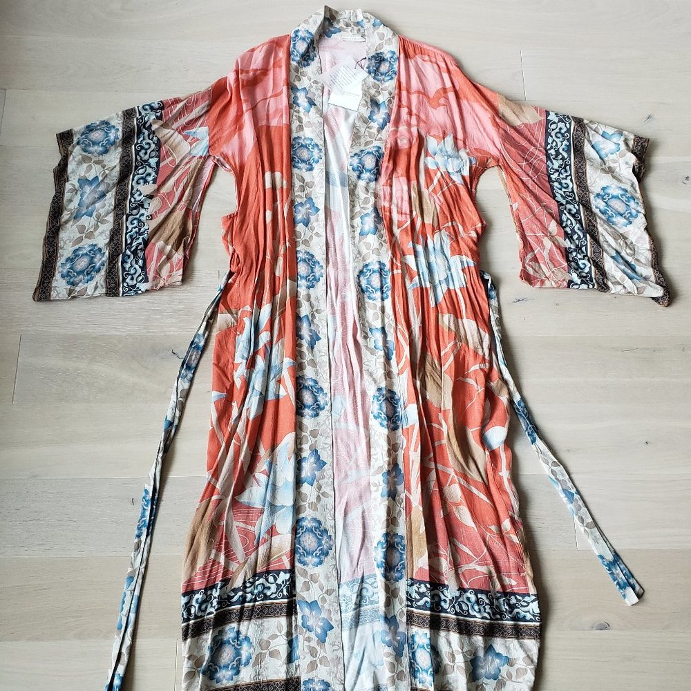 NWT SPELL & THE GYPSY COLLECTIVE - Cherry Blossom Maxi Robe in Tangerine - S/M